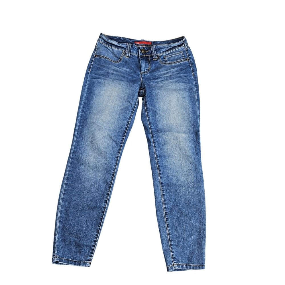 ELLE Straight Jeans Womens 6S Blue Medium Wash Mid Rise Stretch Denim Casual